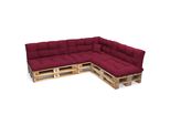 Pokar Cuscini Per Pallet Con Bella Trapuntatura Cuscino Per Divano In Pallet, Dimensioni:Set Di 8, Colore:Rosso Scuro