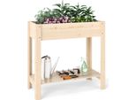 Costway Letto Da Giardino Rialzato Con Ripiano E Drenaggio, Letto Da Giardino Rialzato In Legno, Fioriera, Letto Per Ortaggi Letto Per Erbe Aromatiche Grande 81 X 37 X 77 Cm Natura