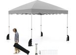 Costway Gazebo 3X3M, Gazebo Pieghevole Con Borsa Avvolgibile 4 Corde Antivento, 4 Sacchi Di Sabbia E 8 Picchetti, Gazebo Da Giardino Impermeabile Invernale Grigio