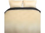 Biancheria Da Letto Monocolore Reversibile 100% Raso Di Cotone Con Cerniera Per Letto Singolo E Matrimoniale Beige/Antracite 200 X 220 Cm + 2X 80 X 80 Cm