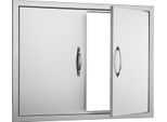 Succebuy 787X609Mm Doppia Porta Di Accesso Al Barbecue, Doppia Porta A Muro In Acciaio Inox Con Maniglie E Ganci, Porta Per Cucina All'aperto Per Isola Bbq E Stazione Grill