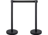 Succebuy Sistema Di Controllo Della Folla Barriera Posticcia Set Di 4 Barriere Nere Retrattili Lunghe 2 M Con Base In Cemento E Metallo