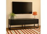 Mobile Tv Rettangolare Con 2 Ante, L140 Cm, Nero - Oviala Jasper