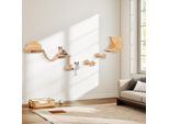 Costway 6 Pcs Parete Di Arrampicata Per Gatti, Tiragraffi A 2 Livelli Con Piattaforme, Amaca, Ponte, Tiragraffi E Palla, Albero A Muro Per Gatti, Mobili Per Gatti Natura