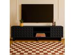 Mobile Tv Rettangolare Con 3 Ante, L200 Cm, Nero - Oviala Octave