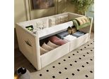 Flieks Letto Imbottito Idraulico 90X200Cm Con Usb E Type C, Divano Letto Daybed Con Vani Portaoggetti, Daybed Letto Singolo Letto Per Ragazzi, Velluto, Beige