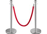 Succebuy Confezione Da 6 Postazioni Di Barriera Di Folla In Corda Di Velluto Con 3 Corde Di Velluto Rosso Lunghe 5 Piedi. Divisorio In Acciaio Inox Con Cima A Sfera Per Vari Eventi.