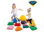 Pietre Per Bambini Costway, Set Di 11 Blocchi Per L'equilibrio Con Bordo Antiscivolo Per Bambini, Pietre Per L'equilibrio A Forma Di Cuore Per La Coordinazione Per 3+