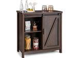 Credenza Buffet Costway, Mobile Da Cucina Con Porta Scorrevole A Muro Credenza Bar 80 X 40 X 82 Cm, Marrone