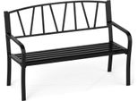 Panca Da Giardino Costway, Panca A 2 Posti, Panca Da Parco Con Schienale E Braccioli, Panca In Metallo Fino A 300 Kg Di Portata, Panca In Ferro, 128X60X86Cm