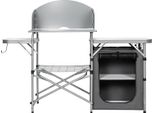 Costway Tavolo Da Campeggio All'aperto Con Spazio Di Archiviazione, Cucina Da Campo Pieghevole Con Frangivento, Borsa Di Stoccaggio, Borsa Di Trasporto Per Barbecue, Campeggio, Grigio
