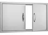 Succebuy 915X533 Mm Doppia Porta Di Accesso Al Barbecue, Porta Verticale Ad Incasso In Acciaio Inox Con Maniglie, Porta Per Cucina Esterna Per Isola Barbecue E Stazione Grill