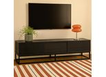 Mobile Tv Rettangolare Con 3 Ante, L180 Cm, Nero - Oviala Jasper