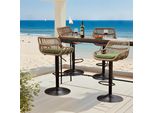 Lvhom Set Di 4 Sgabelli Da Bar In Rattan Con Base In Metallo, Sgabello Da Bar Con Schienale, Mobili Da Giardino Mobili Da Balcone, Sgabello Regolabile In Altezza Girevole A 360°, Verde