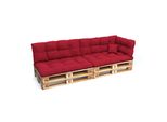 Pokar Cuscini Per Pallet Con Bella Trapuntatura Cuscino Per Divano In Pallet, Dimensioni:Set Di 6, Colore:Rosso