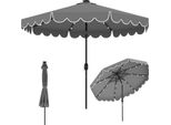 Ombrellone Costway 300 Cm Con Illuminazione A Led, Ombrellone Da Giardino Con Manovella, 8 Costole E Mantovana, Pieghevole A 35° Su Entrambi I Lati, Ombrellone Da Mercato Grigio