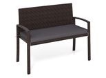 Costway Panca Da Giardino In Polyrattan Con Cuscino, Vasca Da Balcone Resistente Alle Intemperie, Panca A 2 Posti, Portata Fino A 360 Kg, Panca Da Patio 110X56X84Cm Grigio