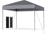 Gazebo Costway 3X3M, Gazebo Pieghevole Pop Up Regolabile In Altezza Con Borsa Per Il Trasporto, 8 Picchetti E 4 Corde Per Il Vento, Gazebo Da Giardino UV50+, Gazebo Pieghevole Per Feste Grigio