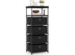Cassettiera Costway, Cassettiera In Tessuto Con 3 Cassetti, Piano In Legno, Ripiano, Cassetti In Tessuto Pieghevoli, Struttura In Metallo, Industriale, 40X30X81Cm