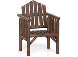 Sedia Da Giardino In Legno Costway, Sedia Da Giardino Con Schienale Inclinato E Braccioli, Sedia In Legno Per Giardino, Terrazza, Balcone, Marrone