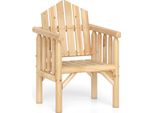 Sedia Da Giardino In Legno Costway, Sedia Da Giardino Con Schienale Inclinato E Braccioli, Sedia In Legno Per Giardino, Terrazza, Balcone, 66X62,5X98Cm Natura