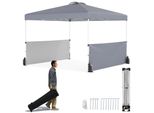 Padiglione Pop-Up Costway 300 X 300 Cm Con 2 Mezze Pareti Laterali, Borsa Per Il Trasporto Con Ruote, 8 Picchetti, 4 Ancore, 4 Corde Per Il Vento, 4 Sacchi Di Sabbia