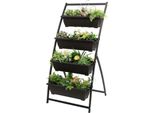 Costway Letto Rialzato A 4 Livelli, Letto Per Piante Con 4 Contenitori E Fori Di Drenaggio, Letto Verticale Autoportante, Fioriera Da Giardino Per Ortaggi, 76X70,5X160 Cm