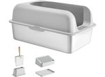 Lettiera Succebuy Xl In Acciaio Inox - Profonda 15 Cm, Inodore, Con Fondo Filtrante, Paletta E Sponde Alte, Facile Da Pulire, Ideale Per Gatti Di Grossa Taglia, Capacità 30 L