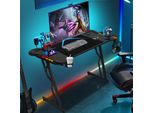 Jayseuw Scrivania Per Computer A Forma Di Z 140X60Cm, Tavolo Da Gioco A Led Con Portabicchieri, Gancio Per Cuffie, Scrivania Per Casa E Ufficio (Nero)