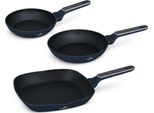 Berlinger Haus Set Di 3 Padelle Antiaderenti In Alluminio Forgiato, Adatte Ai Fornelli A Induzione, Manico Ergonomico, , Serie Deep Sea Collection