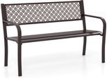 Panca Da Giardino Costway, Panca Per 2 Persone, Panca Da Balcone Con Schienale E Braccioli, Panca In Ferro, Caricabile Fino A 360 Kg, 127X59X82 Cm, Marrone