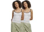 Urban Classics Top Damen Ladies Contrast Basic Top 2Er Pack Weiß/Schwarz Xs