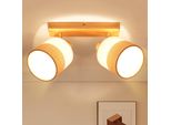 Zmh Lampada Da Soffitto A Led, 2 Fiamme, Faretto Da Soffitto Per Corridoio In Legno, Faretto Vintage E14, In Tessuto, Spot Da Soffitto Orientabile A 350°, Senza Lampadine