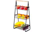 Cesto Di Frutta In Metallo Nero A 3 Livelli