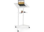 Leggio Mobile Costway, Leggio Regolabile In Altezza, Carrello Per Laptop Con Rotelle, Piano D'appoggio, Vano Portaoggetti E Portabicchieri, Supporto Per Pulpito, Bianco