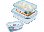 1.04 Casseruola In Vetro Con Coperchio In Plastica - Set Di 3 / 550, 1000 E 1480Ml - Contenitore Di Stoccaggio (Set Di 3)