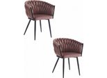 Sedia Valora Orion, Velluto Rosa Scuro, Gambe Nere X2 | Coppia Di Sedie Decorative Rosa Scuro