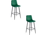 Sgabello Valora Pozza, Velluto Verde Scuro, Gambe Nere X2 - Set Di 2 Sgabelli Verdi Con Tonalità Scura