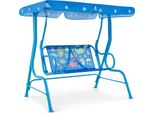 Altalena Per Bambini Costway, Altalena Per Bambini A 2 Posti Con Tettuccio Regolabile E Cinture Di Sicurezza, Altalena Da Giardino Per Bambini Blu