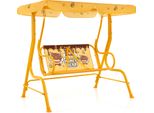 Altalena Per Bambini Costway, Altalena Per Bambini A 2 Posti Con Tettuccio Regolabile E Cinture Di Sicurezza, Altalena Da Giardino Per Bambini Gialla