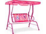 Altalena Per Bambini Costway, Altalena Per Bambini A 2 Posti Con Tettuccio Regolabile E Cinture Di Sicurezza, Altalena Da Giardino Per Bambini Rosa
