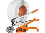 Succebuy Set Di Reggette Con Strumento Di Tensionamento, Strumento Di Sigillatura, 100 M Di Reggetta In Pp, 100 Sigilli In Metallo, Set Di Reggette Per L'imballaggio Di Pallet, Nastro Da Imballaggio Resistente, Manuale, Verde