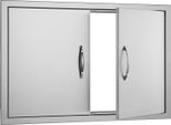 Succebuy 838X558 Mm Doppia Porta Di Accesso Al Barbecue, Porta Verticale A Incasso In Acciaio Inox Con Maniglie, Porta Per Cucina Esterna Per Isola Bbq E Stazione Grill