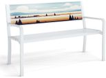 Costway Panca Da Giardino A 2 Posti, Panca Da Parco Resistente Alle Intemperie Con Schienale Decorativo, Panca In Metallo Fino A 300 Kg 128 X 53 X 81,5 Cm