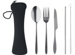 Midocean - Set Di Posate "5 Service"", Set In Acciaio Inox Riutilizzabile MO844 (Taglia Unica) (Nero)"