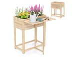 Costway Fioriera Rialzata, Fioriera In Legno Con Piano Pieghevole E Fori Di Drenaggio, Fioriera Rialzata Per Frutta, Letto Da Giardino In Legno Di Abete 63X67X74 Cm Naturale
