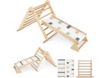 Costway Struttura Da Arrampicata Pieghevole, Triangolo Da Arrampicata 3 In 1, Scala Da Arrampicata E Altalena, Parco Giochi In Legno Con Rampa Interna Bifacciale Per Bambini Dai 3 Anni In Su