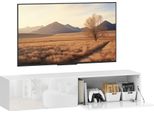 Homcom Mobile Tv Sospeso 140 Cm Per Tv Fino A 65 Pollici Tavolo Tv Basso Con Spazio Di Archiviazione Mobile Tv Per Soggiorno Bianco Lucido