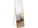Homcom Specchio A Figura Intera 160 X 50 Cm Specchio Da Appoggio Affusolato Con Cornice In Metallo E Vetro Infrangibile, Specchio Da Parete Per Appoggio, Appoggio, Specchio Per Soggiorno, Camera Da Letto, Corridoio, Oro