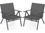Set Di 2 Sedie Da Giardino Costway, Sedie Da Balcone Con Ampia Seduta, Tessuto Traspirante E Braccioli, Sedie Da Patio Con Portata Fino A 160 Kg, Grigio